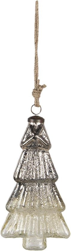 Clayre & Eef Kerstbal XL 11*4*20 cm Goudkleurig Glas Kerstboomversiering Kerstversiering Kerstdecoratie