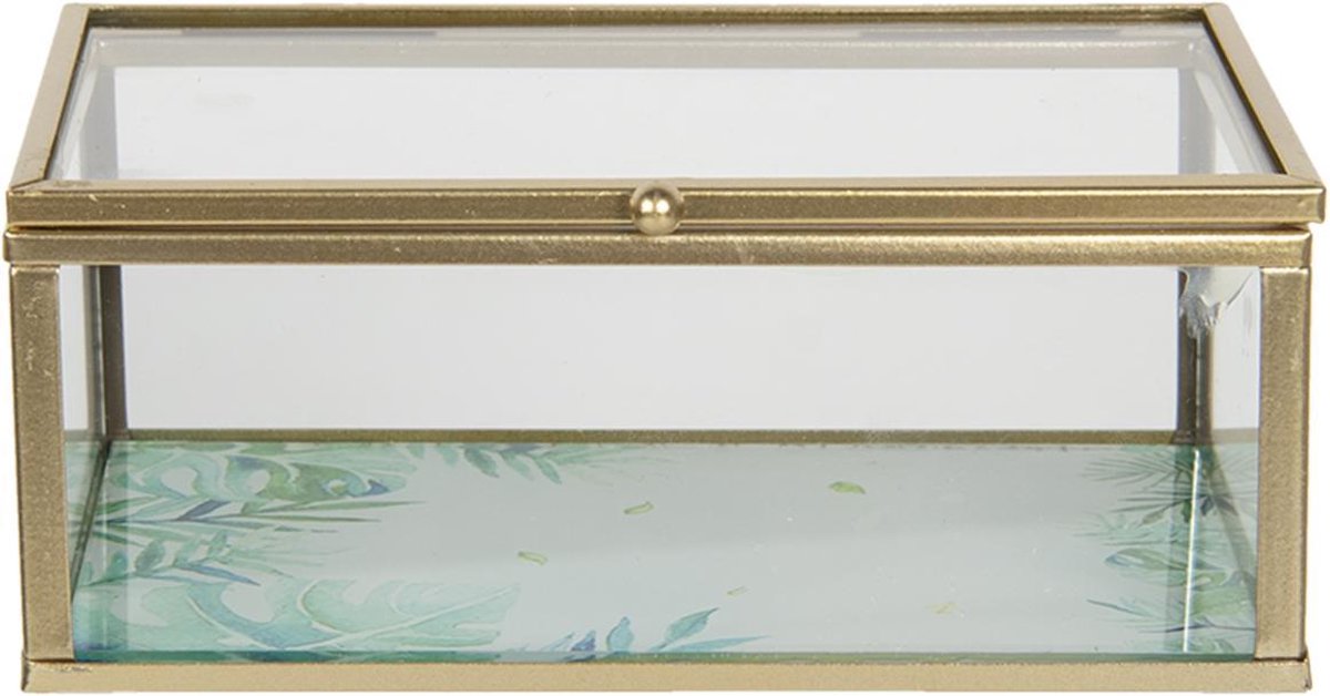 Clayre & Eef Sieradendoos 14x8x6 cm Glas Rechthoek Juwelendoos Sieraden box Sieradenkist