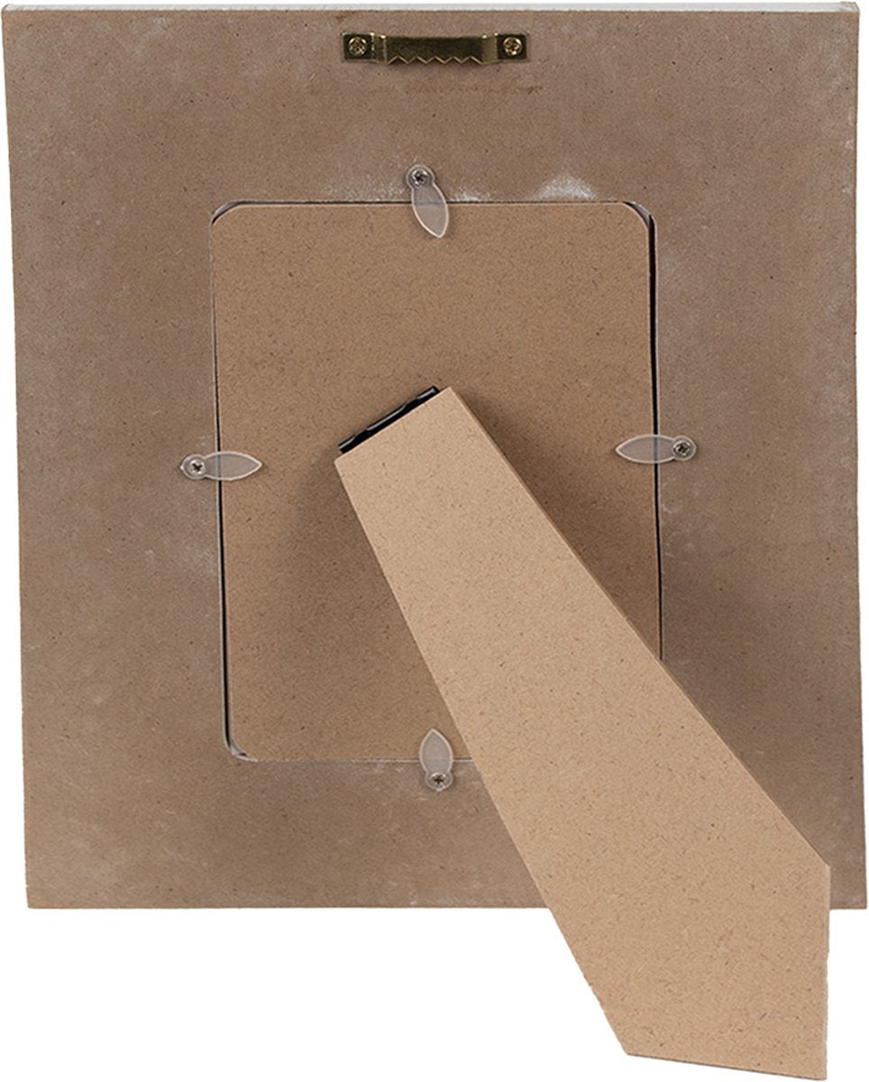 Clayre & Eef Fotolijst 10x15 cm Wit Beige Hout Glas Rechthoek Fotokader