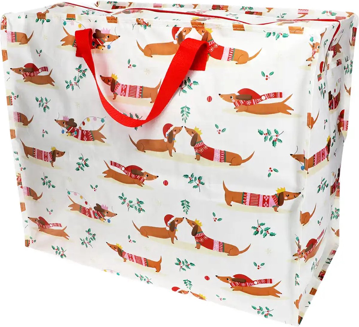 XXL tas / Jumbo shopper Sausage Dog / Teckel Kerst van Rex London