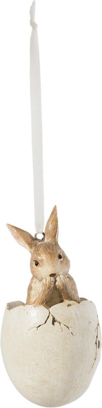 Clayre & Eef Hanger Ei Ø 5x10 cm Bruin Kunststof Paasdecoratie Paashanger