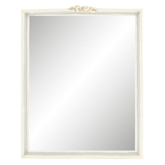 Clayre & Eef Wandspiegel 22*2*28 cm Wit Kunststof Rechthoek Grote Spiegel Muur Spiegel Wand Spiegel