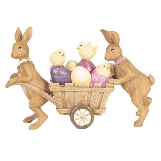 Clayre & Eef Beeld Konijn 21x6x14 cm Bruin Kunststof Woonaccessoires beeld decoratie Paashaas