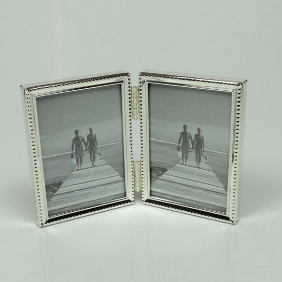 AL-verzilverde fotolijst parel 2- luik 9x13 cm