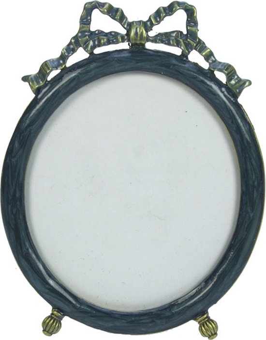 Fotolijstje rond op pootjes met strik 13x9,8x1,5cm
