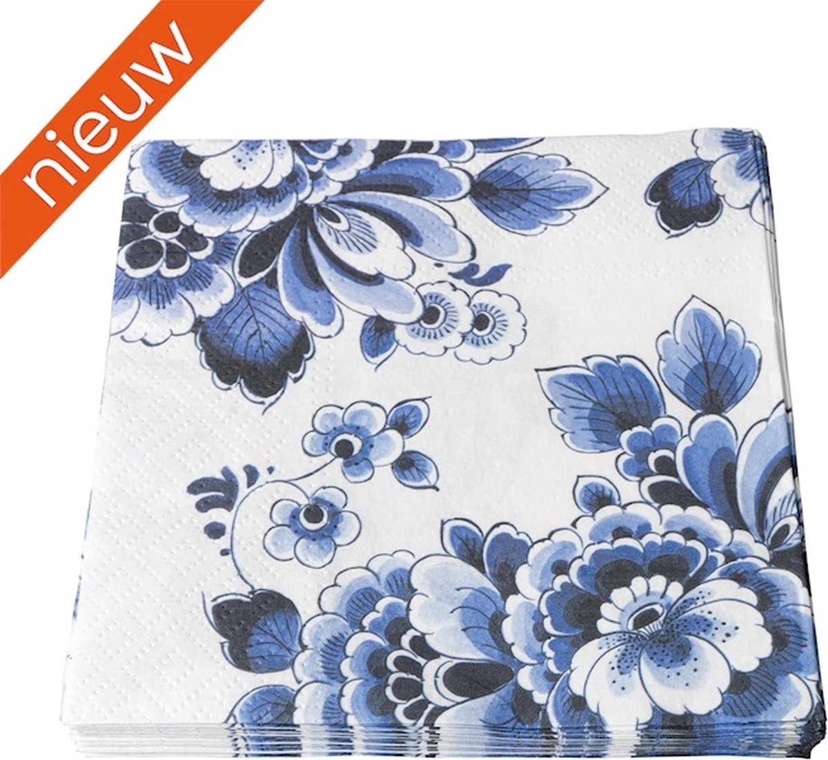 Heinen Delfts Blauw - Servetten - Bloemen - Papier - 17 x 17 cm