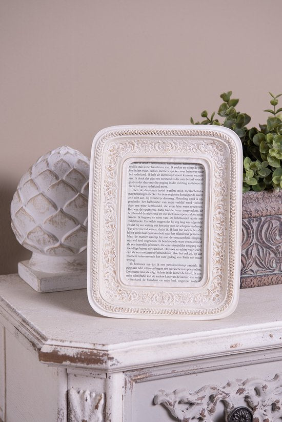 Clayre & Eef Fotolijst 10x15 cm Beige Kunststof Glas Fotokader Wissellijst Foto Frame
