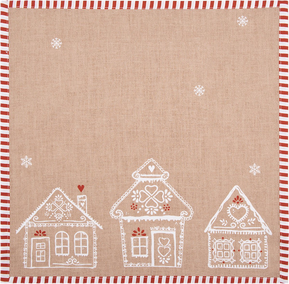 Clayre & Eef Servetten Katoen Set van 6 40x40 cm Bruin Katoen Gingerbread house