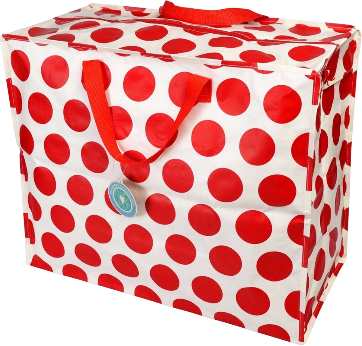 Rex London - Grote shopper met stippen 'Red on White'