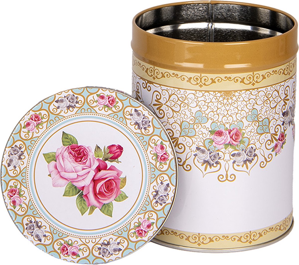 Clayre & Eef Bewaarblik Set van 4 Ø 11 /Ø 9 /Ø 8 /Ø 6 cm Wit Blik