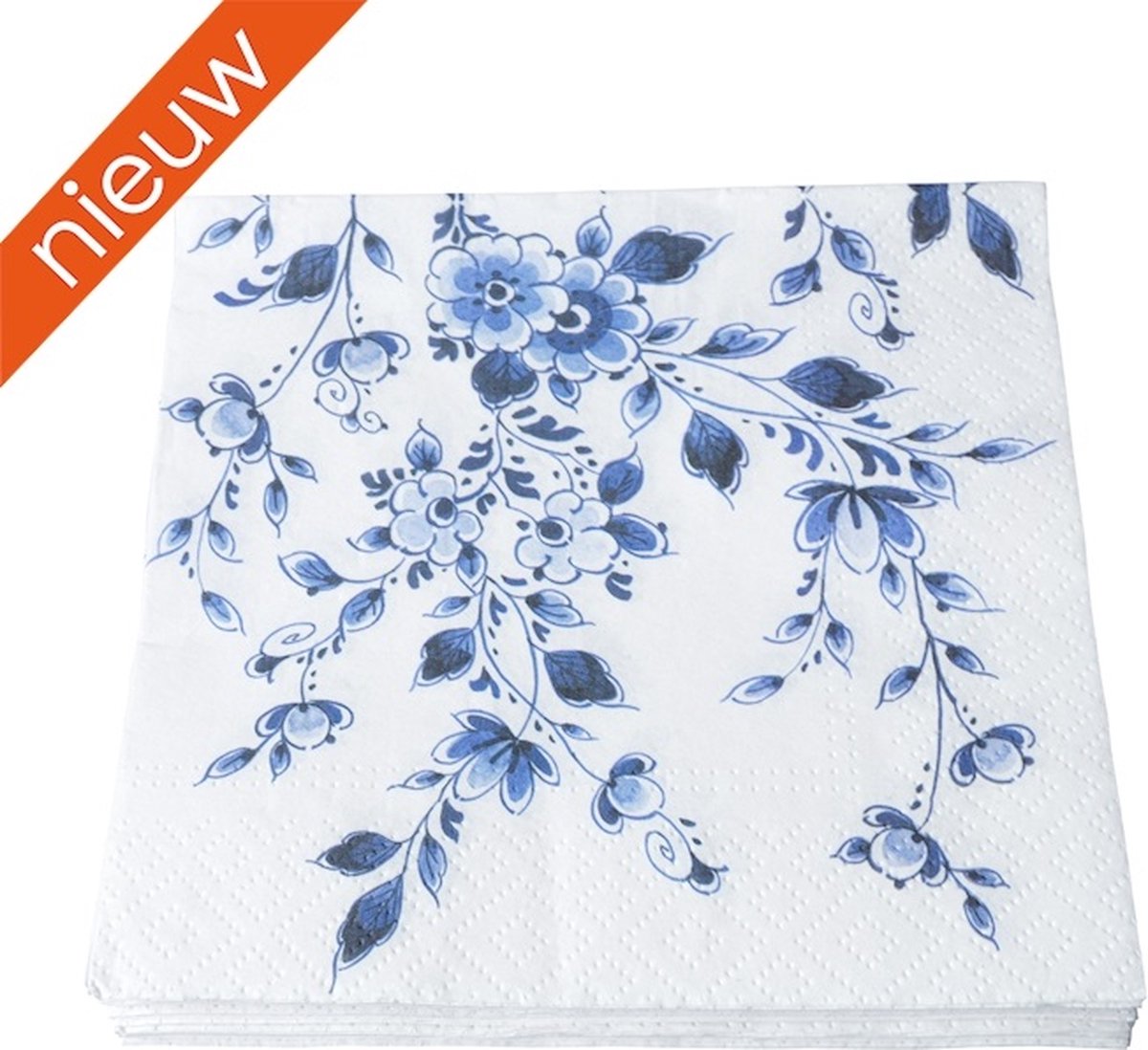 Heinen Delfts Blauw - Servetten - Papier - Bloesem - 17 x 17 cm