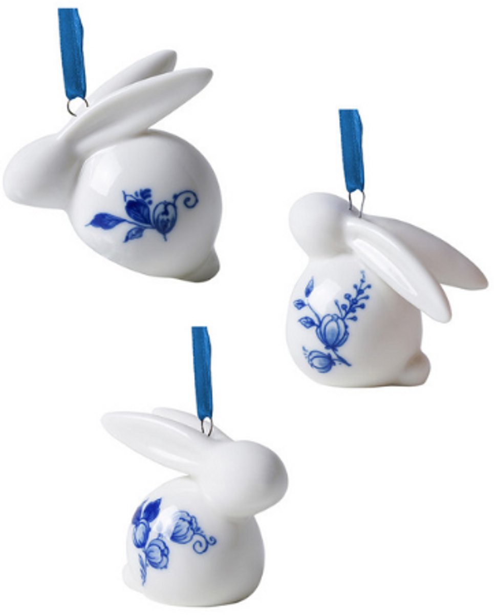 Paashanger Konijn - Set van 3 - Keramiek - 6 cm