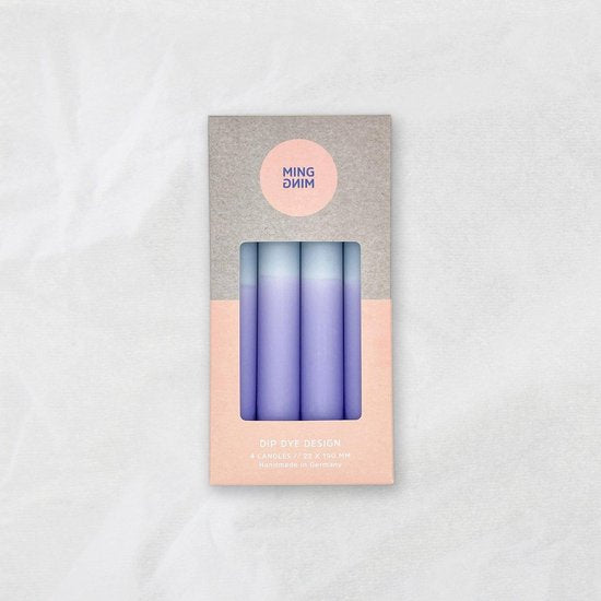 MINGMING - Kaarsen - Dip Dye - Dusty Blue/ Sweet Lavender - Set van 4