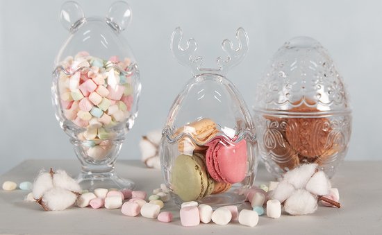 Clayre & Eef Glazen potje Ei Ø 10x14 cm Transparant Glas Rond Potje Voorraadpot