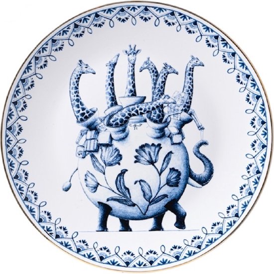 Wandbord Giraffe | Heinen Delfts Blauw | Redmer Hoekstra | Delfts Blauw | Souvenir
