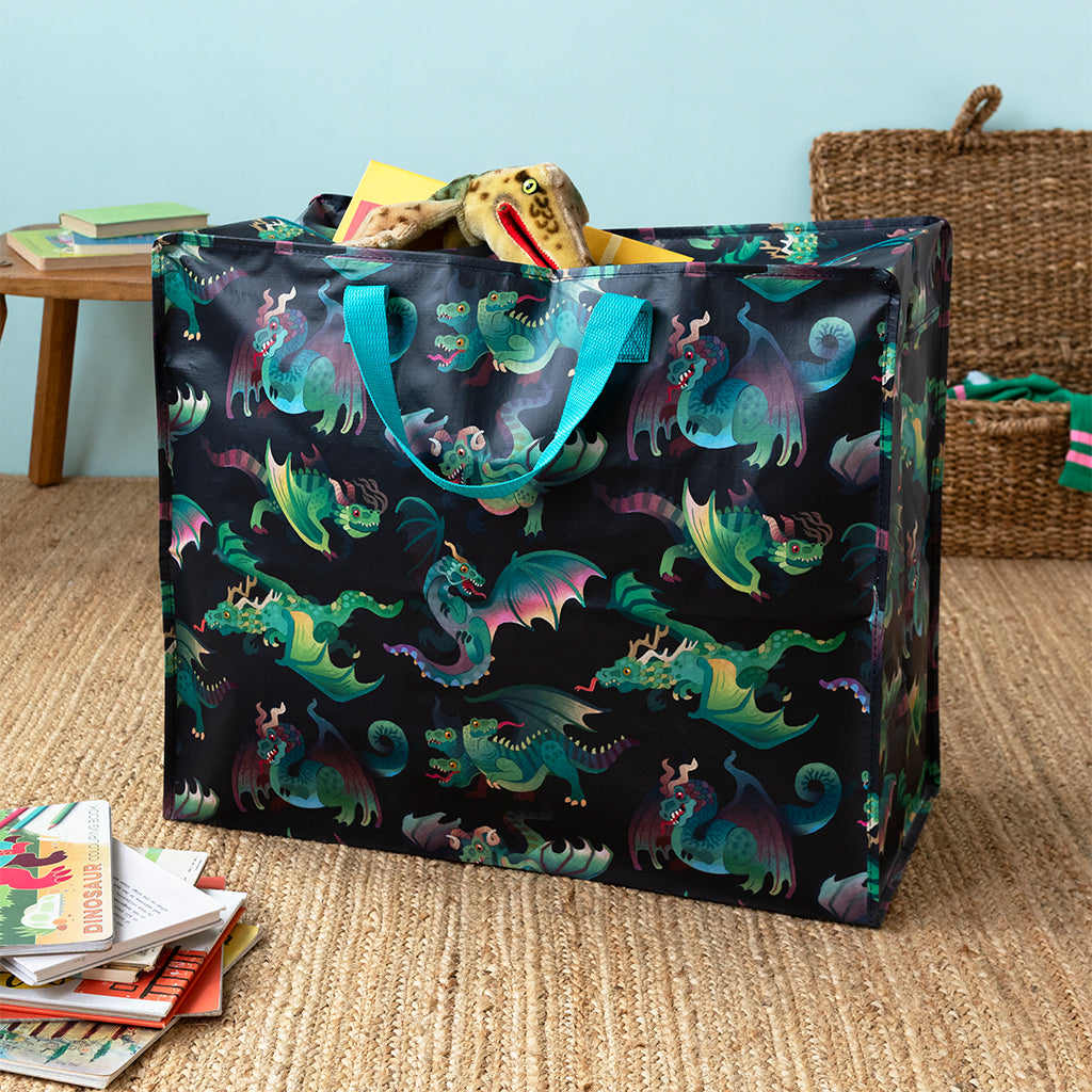 Rex London Jumbo Opbergtas Dragons β XXL Verhuistas met Rits β Grote Opbergzak voor Speelgoed, Was & Opslag