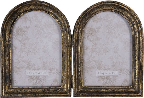 Clayre & Eef Fotolijst 26*3*18 cm / 10*15 cm Bruin Kunststof, Glas Rechthoek Fotokader Wissellijst Foto Frame