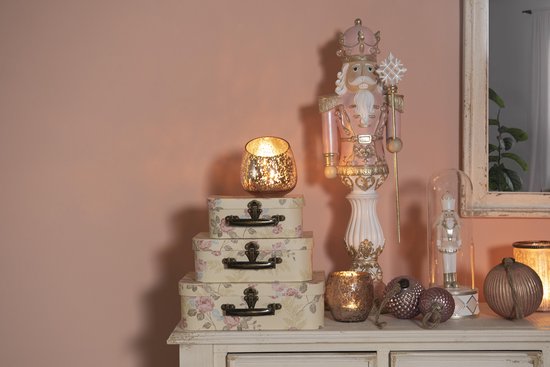 Clayre & Eef Decoratie koffer Set van 3 30*21*9 cm Meerkleurig Karton Rechthoek Bloemen Opbergkoffer Koffer