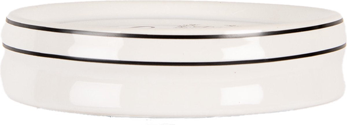Clayre & Eef Zeepbakje Ø 12x3 cm Wit Keramiek