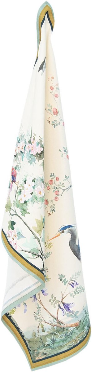Clayre & Eef Theedoek 50x70 cm Beige Katoen Tropisch motief Keukenhanddoek