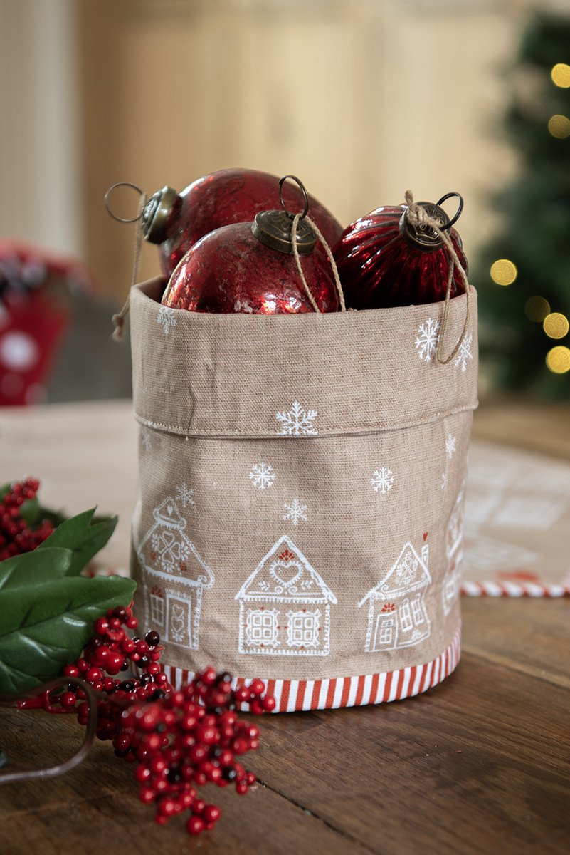 Clayre & Eef Servetten Katoen Set van 6 40x40 cm Bruin Katoen Gingerbread house
