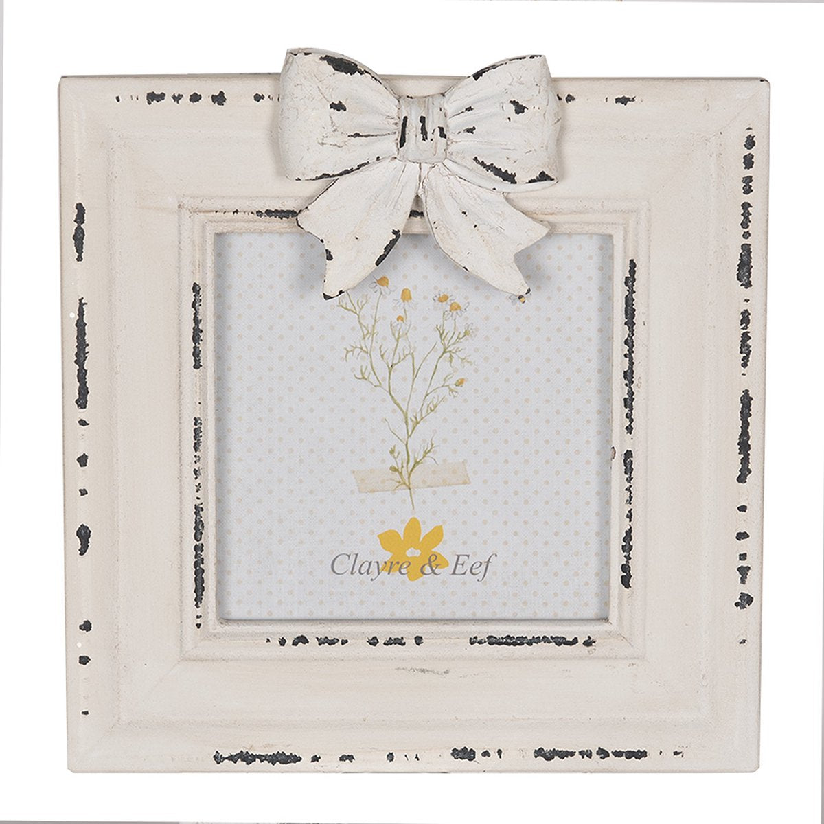 Clayre & Eef Fotolijst 10x10 cm Wit Houtproduct Fotokader