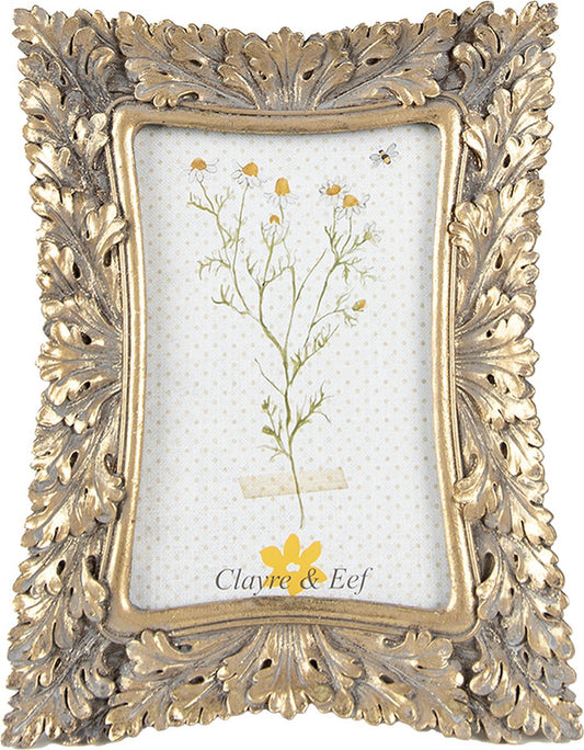 Clayre & Eef Fotolijst 10x15 cm Goudkleurig Kunststof Glas Fotokader Wissellijst Foto Frame