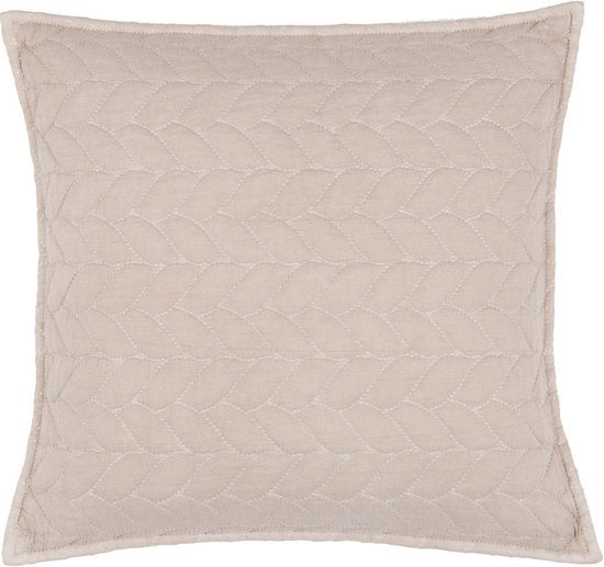 Clayre & Eef Kussenhoes 50*50 cm Beige Katoen Polyester Vierkant Sierkussenhoes Kussen hoes