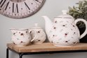 Clayre & Eef Melk en Suiker Set 12x9x8 / Ø 9x10 cm Beige Keramiek Bloemen