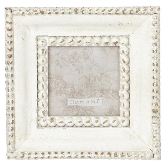 Clayre & Eef Fotolijst 23*3*23 cm / 13*13 cm Wit Hout Vierkant Fotokader Wissellijst Foto Frame