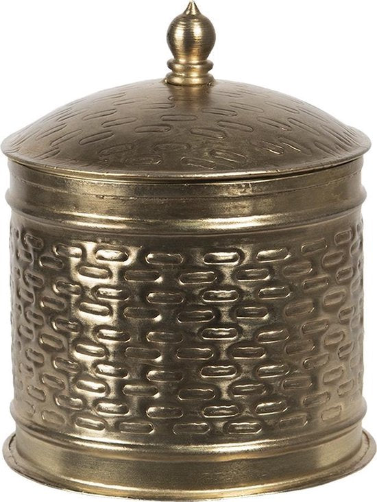 Clayre & Eef Decoratief Opbergdoosje Ø 15*18 cm Koperkleurig Ijzer Rond Opbergbox