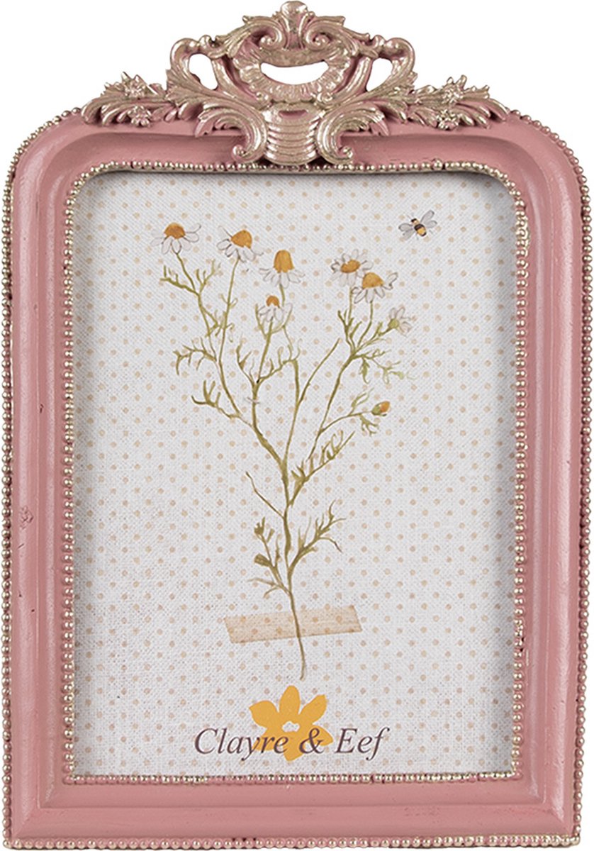 Clayre & Eef Fotolijst 10x15 cm Roze Kunststof Glas Fotokader