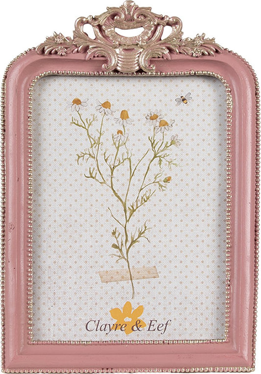 Clayre & Eef Fotolijst 10x15 cm Roze Kunststof Glas Fotokader