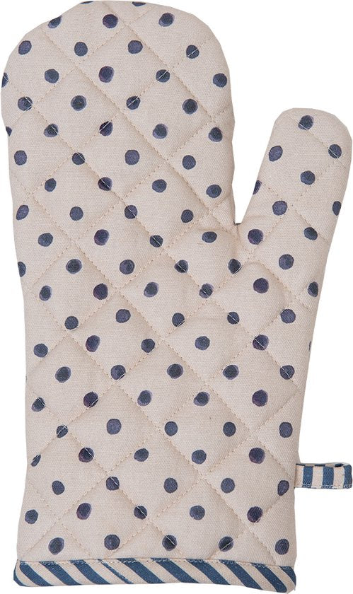 Clayre & Eef Ovenwant 18*30 cm Beige Katoen Bosbessen Ovenhandschoen Keukentextiel