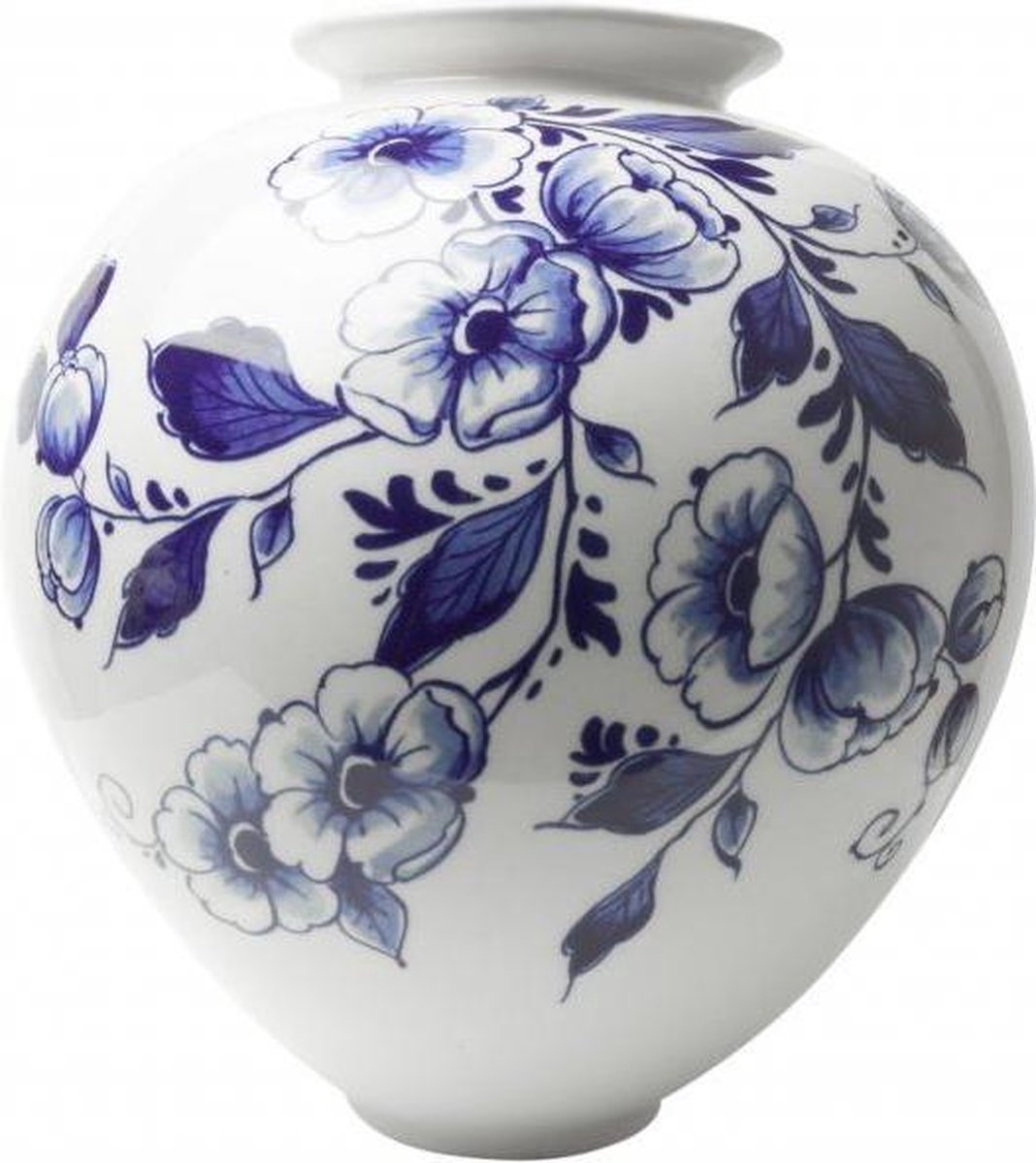 Heinen Delfts Blauw - Bolvaas 'Bloemen' (Groot)