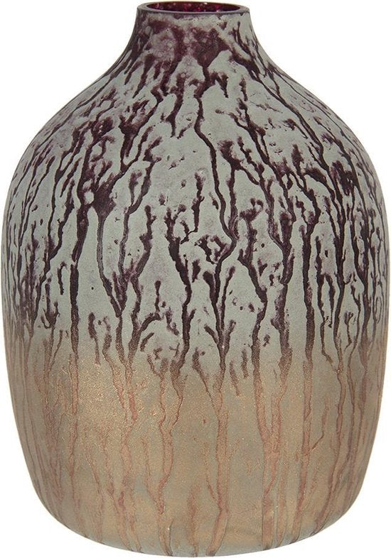 Clayre & Eef Vaas Ø 12*16 cm Bruin Glas Rond Glazen Vaas
