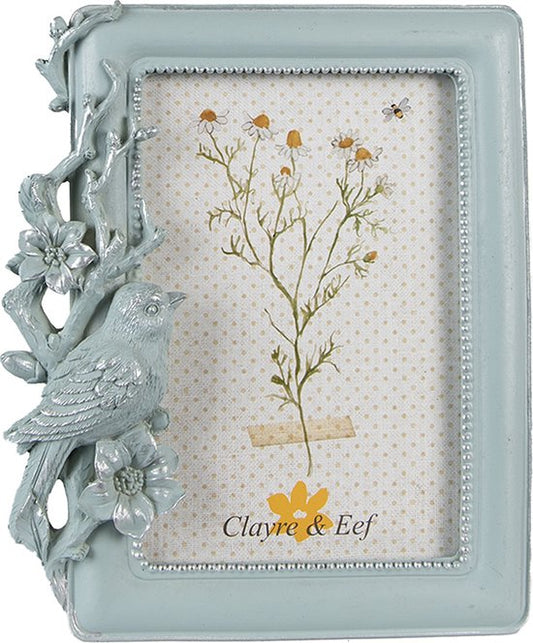 Clayre & Eef Fotolijst 10x15 cm Blauw Kunststof Glas Fotokader Wissellijst Foto Frame