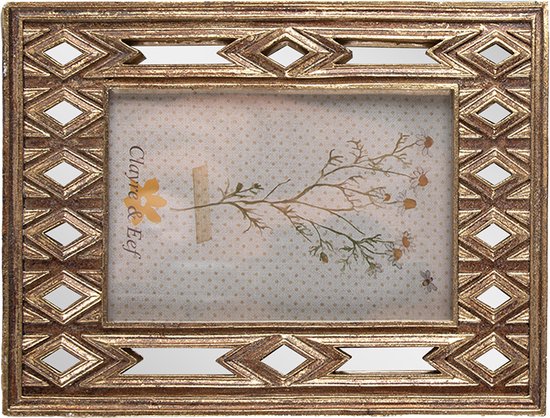 Clayre & Eef Fotolijst 10x15 cm Goudkleurig Kunststof Glas Fotokader Wissellijst Foto Frame