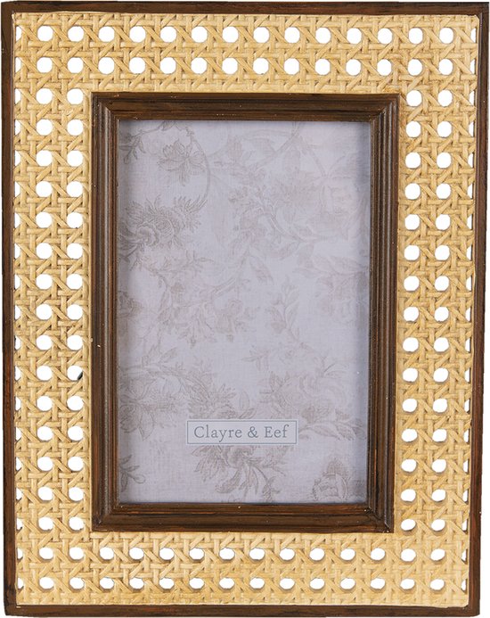 Clayre & Eef Fotolijst 10x15 cm Bruin Beige Kunststof Fotokader