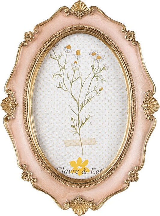 Clayre & Eef Fotolijst 10x15 cm Roze Kunststof Glas Fotokader Wissellijst Foto Frame