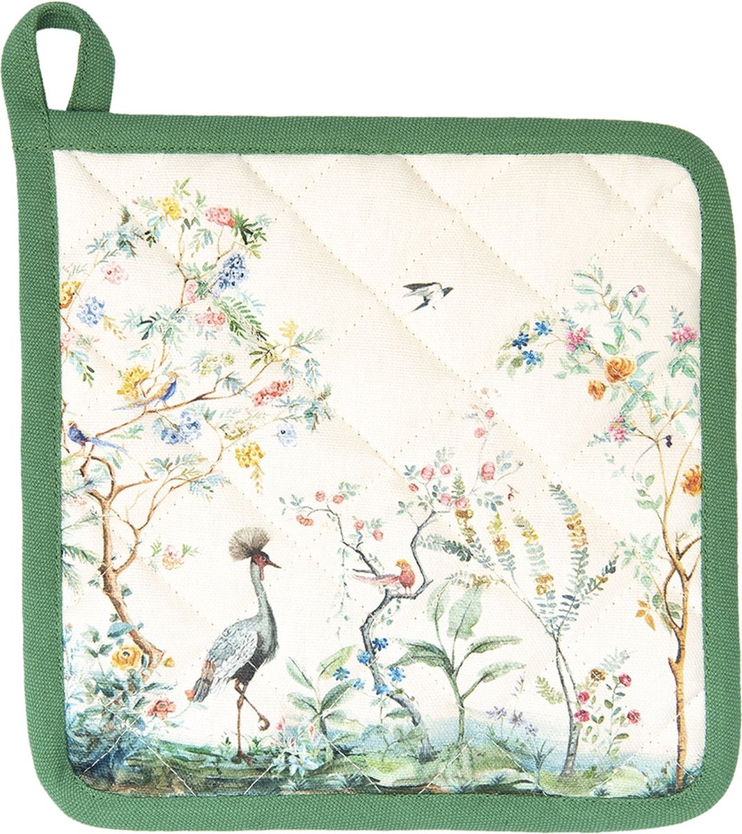 Clayre & Eef Pannenlap 20x20 cm Beige Katoen Vierkant Tropisch motief Afgiet Pannenlap