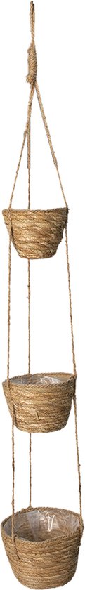 Clayre & Eef Plantenhanger Binnen Ø18*14 cm Bruin Zeegras Hangpot Hangpot