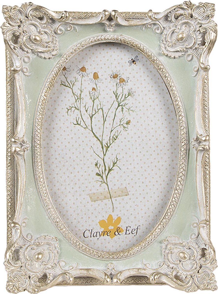 Clayre & Eef Fotolijst 10x15 cm Groen Kunststof Glas Fotokader
