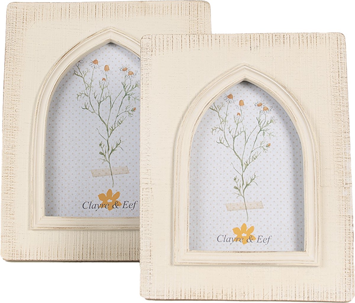 Clayre & Eef Fotolijst 10x15 cm Beige Kunststof Glas Rechthoek Fotokader