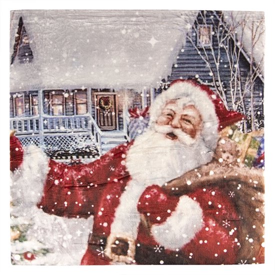 Clayre & Eef Plaid 130*170 cm Meerkleurig Polyester Rechthoek Kerstman Deken Kleed Dekentje