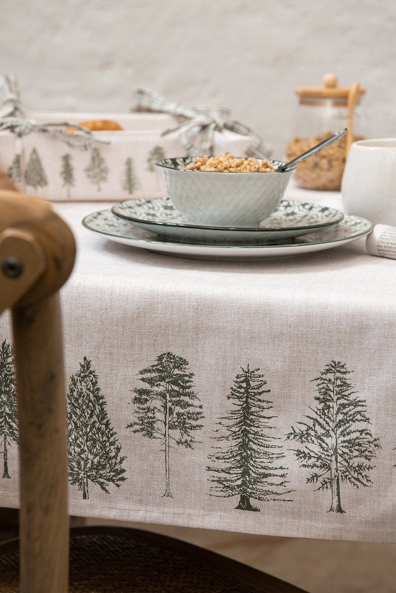 Clayre & Eef Ovenwant 18x30 cm Beige Groen Katoen Dennenbomen Ovenhandschoen