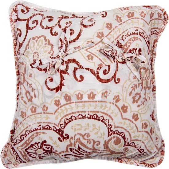 Clayre & Eef Kussenhoes 40*40 cm Wit Polyester Vierkant Krullen Sierkussenhoes Kussen hoes