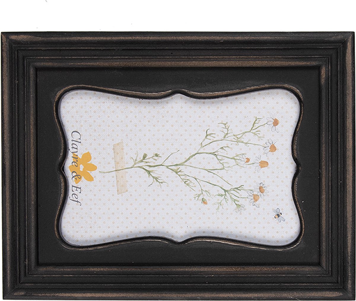Clayre & Eef Fotolijst 10x15 cm Zwart Bruin Houtproduct Rechthoek Fotokader