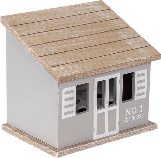 Clayre & Eef Eierkastje Huisje 20*14*18 cm Bruin Hout Egg house Eierhouder