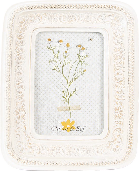 Clayre & Eef Fotolijst 10x15 cm Beige Kunststof Glas Fotokader Wissellijst Foto Frame
